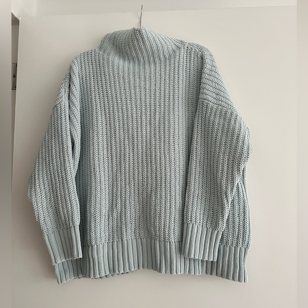 AERIE - XS Dusty Blue Chenille Cowl Neck Sweater - Oversized